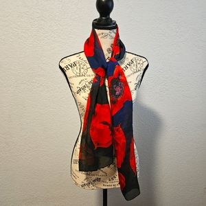 Boston Exclusives Silk Scarf, One Size, Poppy Flower Print